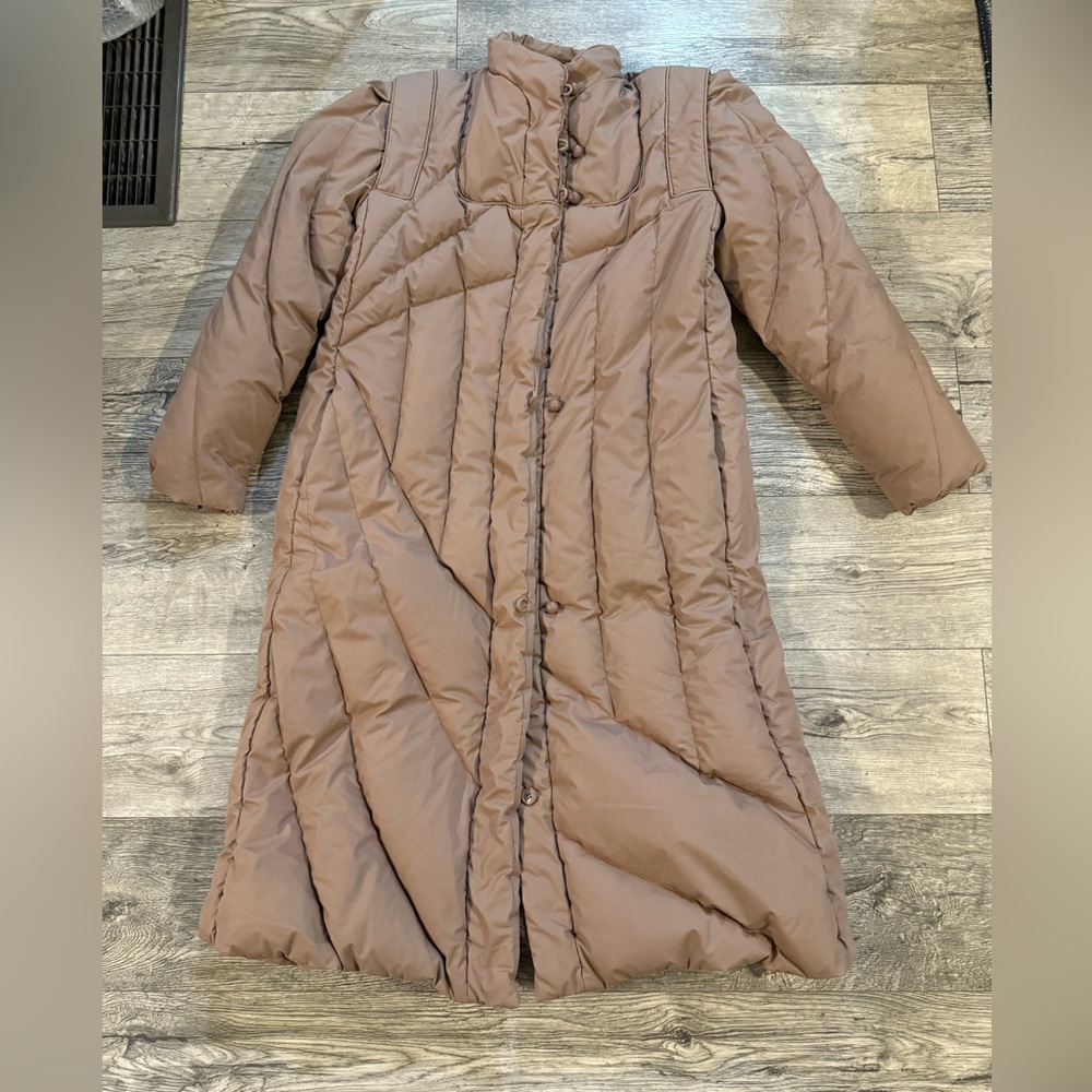 Vintage portrait duck down duck feather coat L